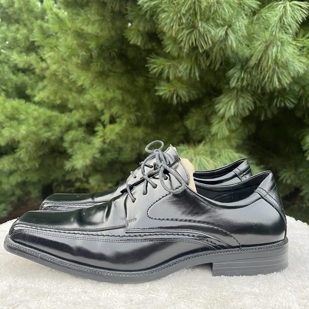 Stacy Adams Dress Shoes Mens 12M Black Leather Bicycle Toe Derby Square Toe